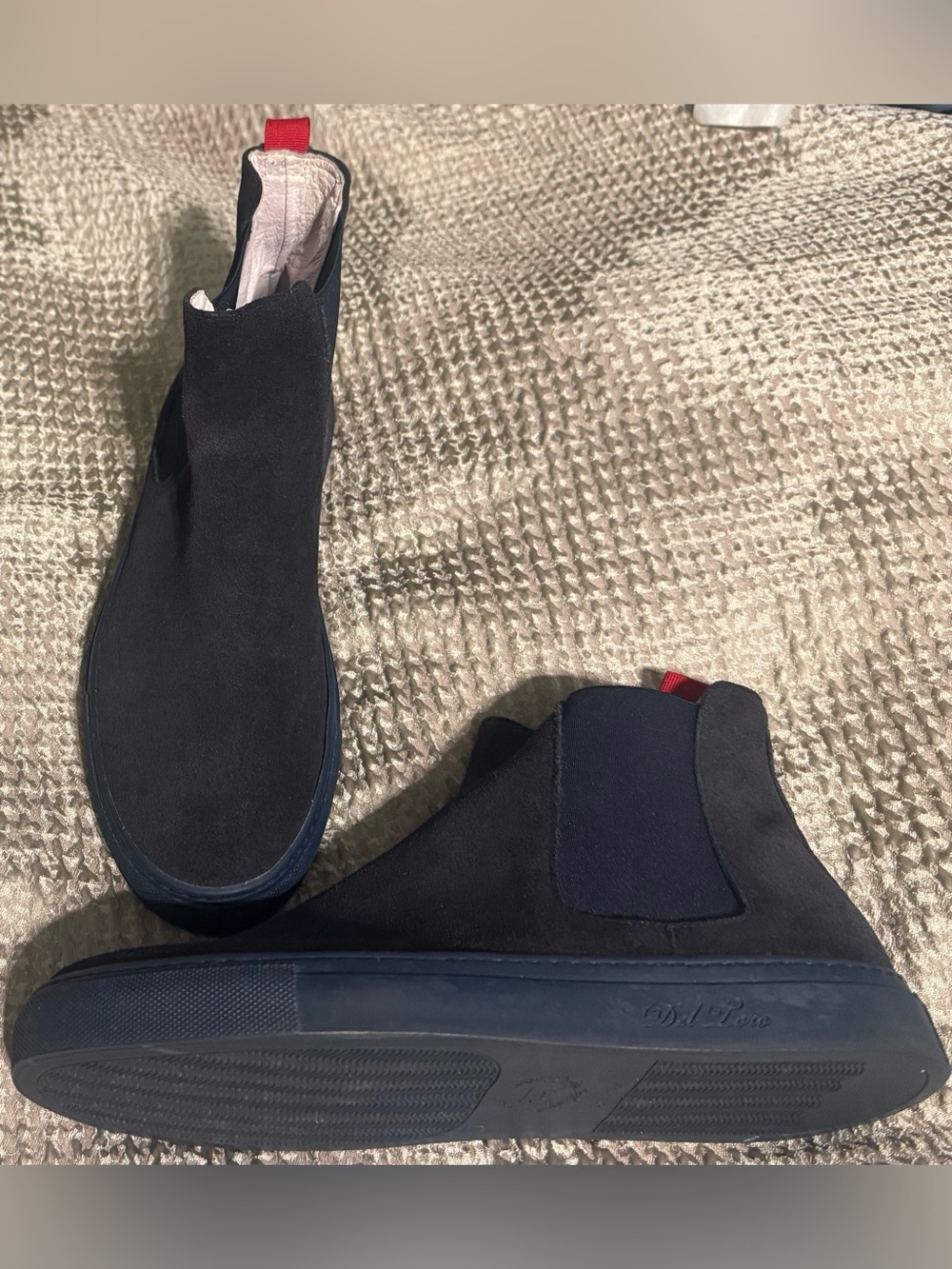Del Toro Men’s Navy Suede Chelsea Sneaker Size 9 Made in Italy Margom
